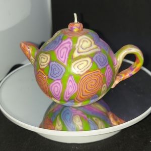 Cool Groovy Tea Pot Shaped Candle Boho Decor Novelty Fun and Unique.